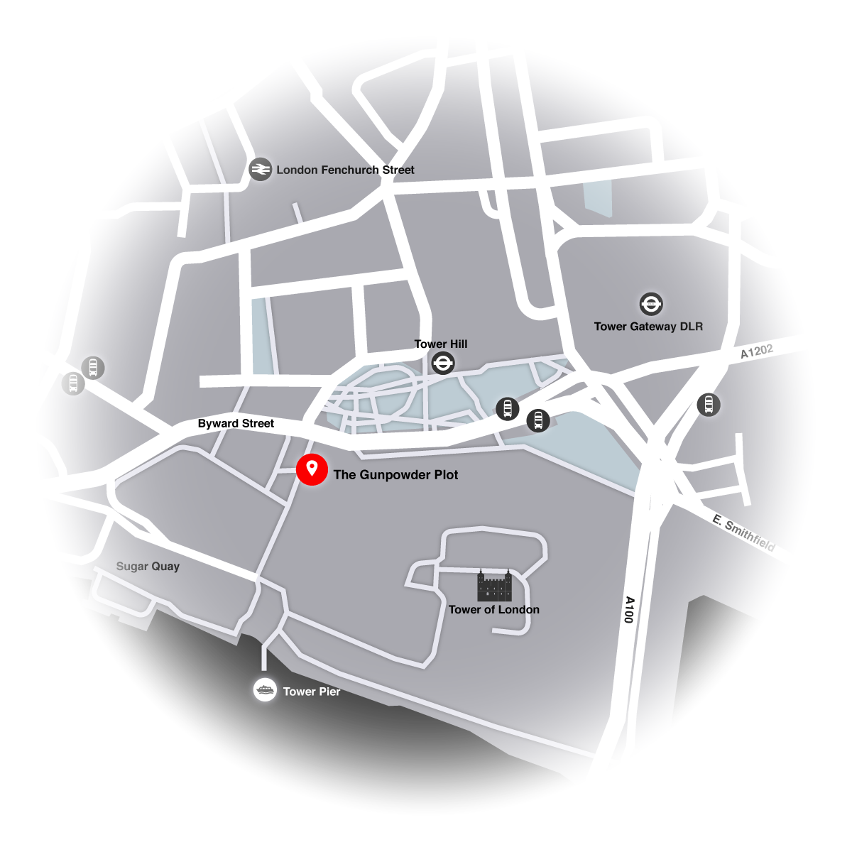 Map of the venue at 8-12 Tower Hill Vaults+London+EC3N 4EE
